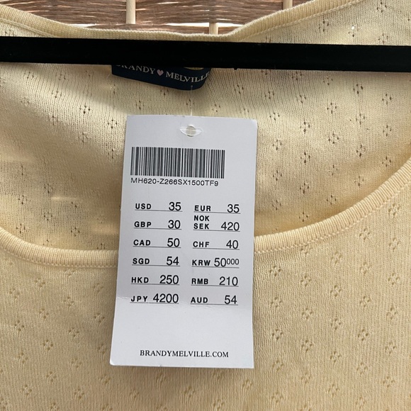 Brandy Melville Yellow Eyelet Knit Top - Picture 3 of 3